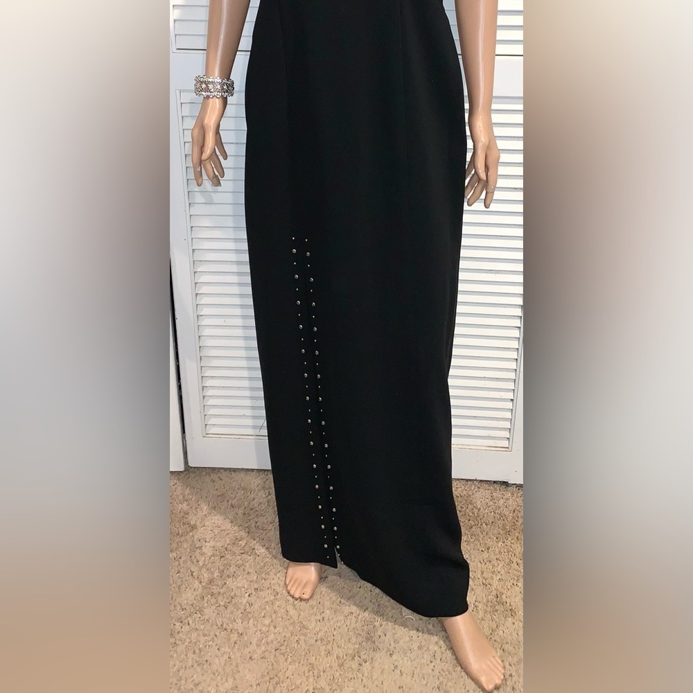 Nicole Miller Elegant Black Strapless long Dress slit with beading Size 10 - Picture 6 of 7
